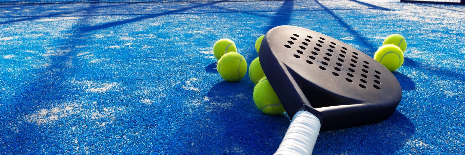 paddle racket with balls paddle training on the court